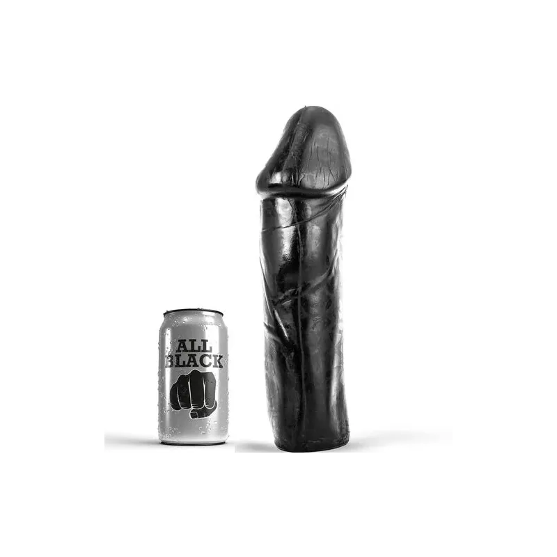 Consolador ALL BLACK negro 28 cm, inserción total sin testículos, juguete sexual de PVC - vista frontal" }, { "fr": "Gode noir A