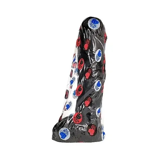 Consolador grueso veteado negro 29 cm de ALL BLACK - juguete sexual realista texturizado