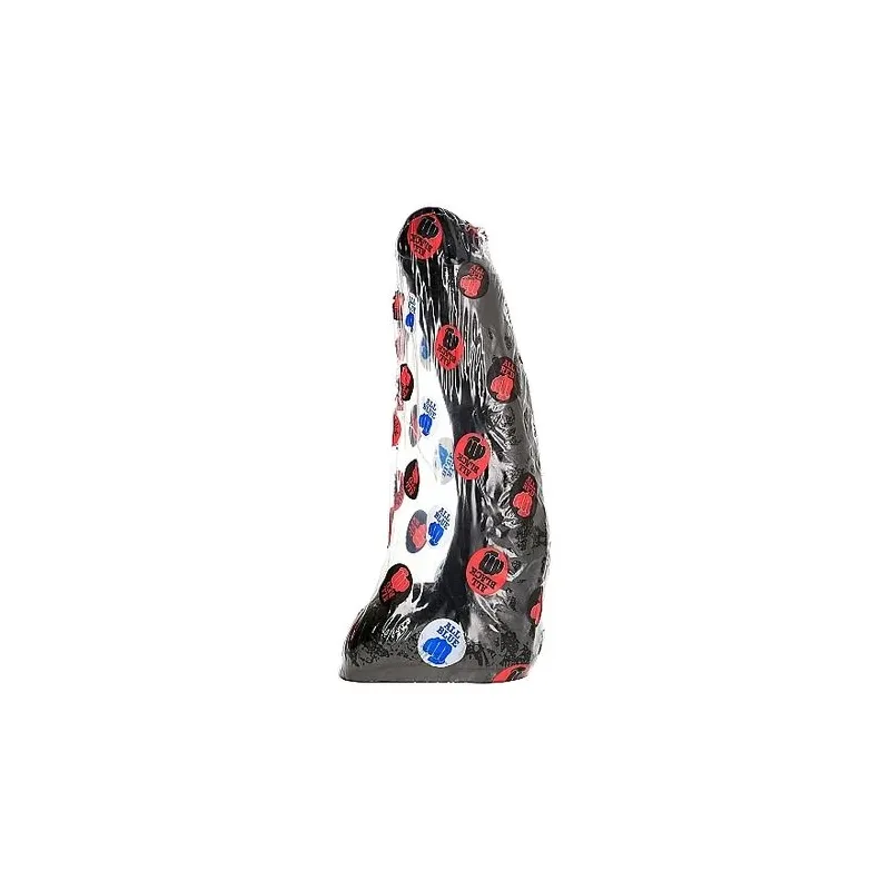 Black curved ultra-soft dildo 29 cm by ALL BLACK with realistic testicles for pleasure