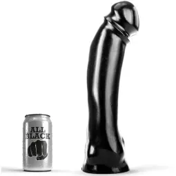 Gode noir PVC 33 cm ALL BLACK, jouet sexuel droit pour usage vaginal et anal, emballage transparent