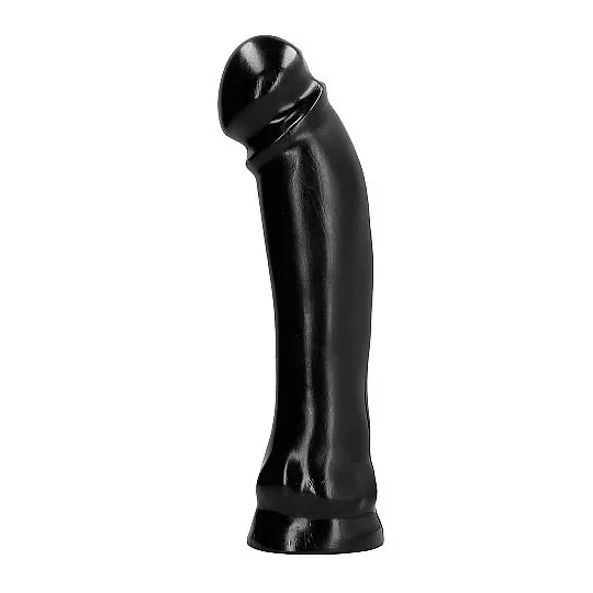Dildo nero PVC 33 cm ALL BLACK, asta dritta per uso vaginale e anale, confezione trasparente