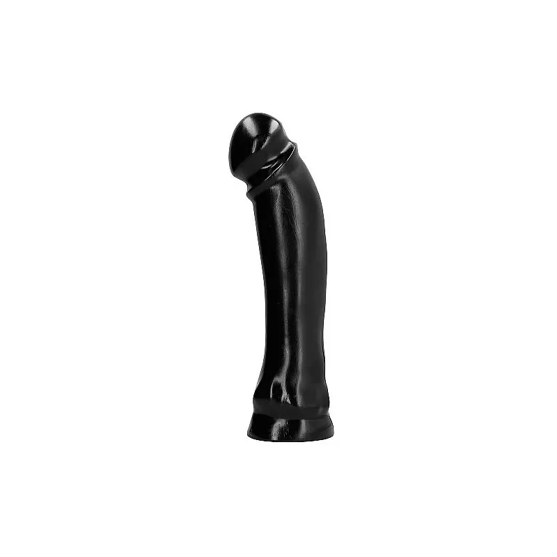 Black PVC dildo 33 cm ALL BLACK, straight shaft for vaginal and anal use, transparent plastic case