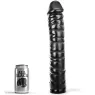 Ribbed dildo 38 cm ALL BLACK black - overall view of adult sex toy