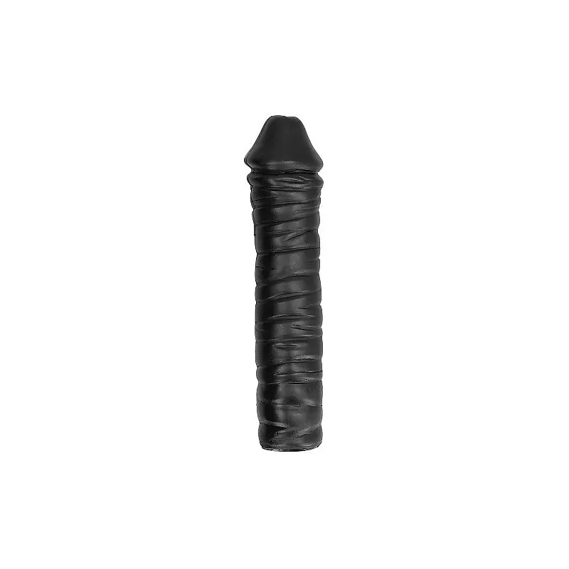 Gerippter Dildo 38 cm ALL BLACK schwarz - Gesamtansicht des Sexspielzeugs für Erwachsene