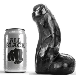 Gode réaliste noir 17 cm ALL BLACK imperméable - dildo souple et flexible hypoallergénique