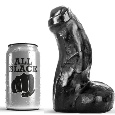 Gode réaliste noir 17 cm ALL BLACK imperméable - dildo souple et flexible hypoallergénique