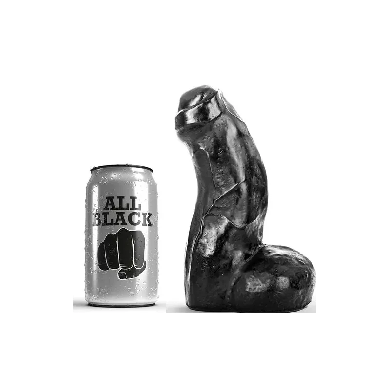 Dildo realistico nero 17 cm ALL BLACK impermeabile - morbido e flessibile ipoallergenico