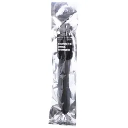 Douche anale en silicone noir Mega Ripple ALL BLACK - flexible 28,5 cm avec adaptateur universel