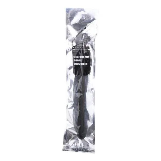 Douche anale en silicone noir Mega Ripple ALL BLACK - flexible 28,5 cm avec adaptateur universel