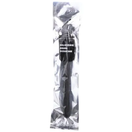 Douche anale en silicone noir Mega Ripple ALL BLACK - flexible 28,5 cm avec adaptateur universel