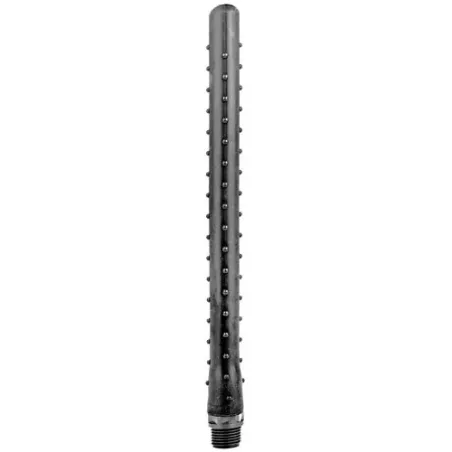 Douche anale en silicone ridée 27 cm noire – ALL BLACK, adaptateur universel, hygiène