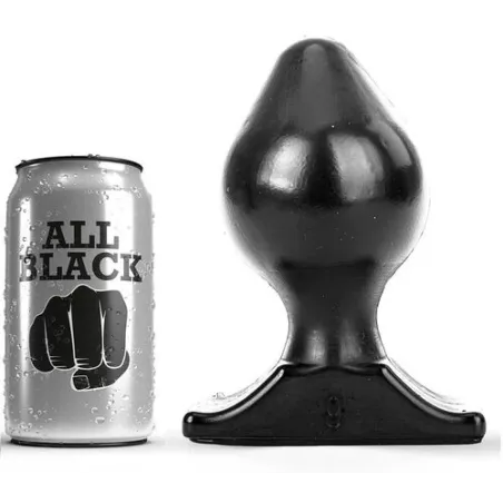 Buttplug flessibile 16,5 cm ALL BLACK nero PVC ipoallergenico vista frontale