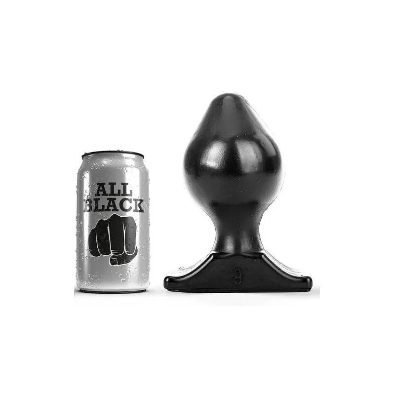 Flexibler Buttplug 16,5 cm ALL BLACK schwarz PVC hypoallergen Vorderansicht