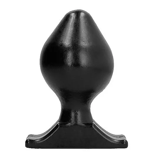 Flexible buttplug 16.5 cm ALL BLACK black PVC hypoallergenic front view