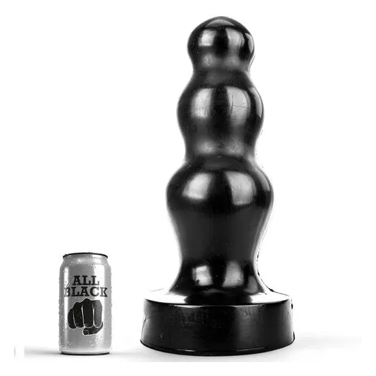Giant anal plug 38 cm phthalate-free black PVC by ALL BLACK, front view of product