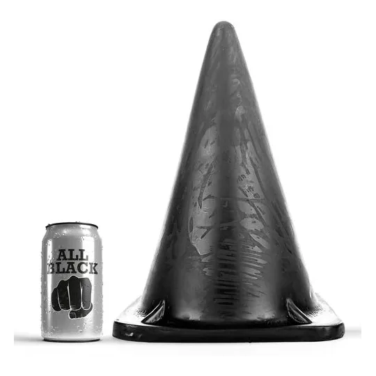Large black triangular butt plug 30 cm by ALL BLACK - PVC anal toy for advanced pleasure