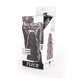 Masturbatore a spirale nero ALL BLACK con creste spesse e texture interna per uomo