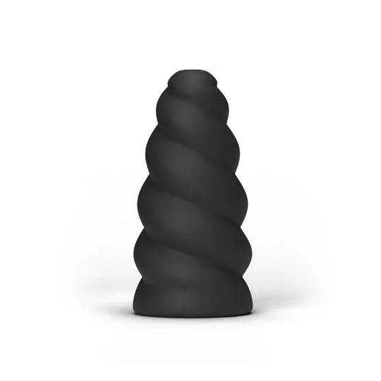 Masturbatore a spirale nero ALL BLACK con creste spesse e texture interna per uomo