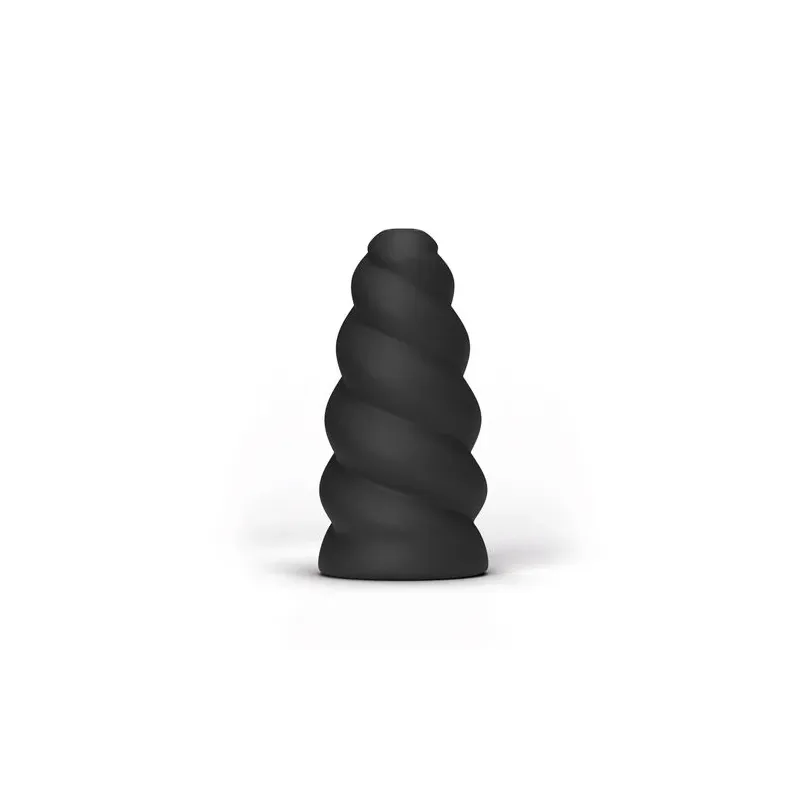 Masturbatore a spirale nero ALL BLACK con creste spesse e texture interna per uomo
