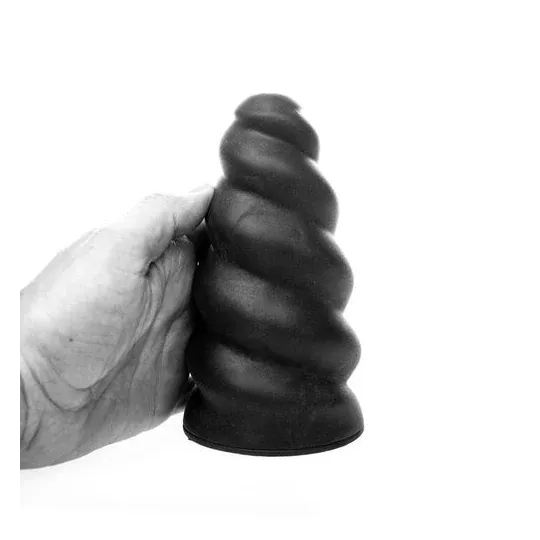 Black spiral textured masturbator ALL BLACK featuring thick ridges and inner texture