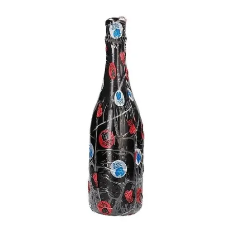 Buttplug bottiglia di champagne 34,5 cm ALL BLACK nero, PVC senza ftalati, stimolazione anale profonda