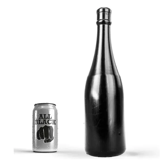 Buttplug champagne bottle 34.5 cm ALL BLACK black, phthalate-free PVC, deep anal stimulation