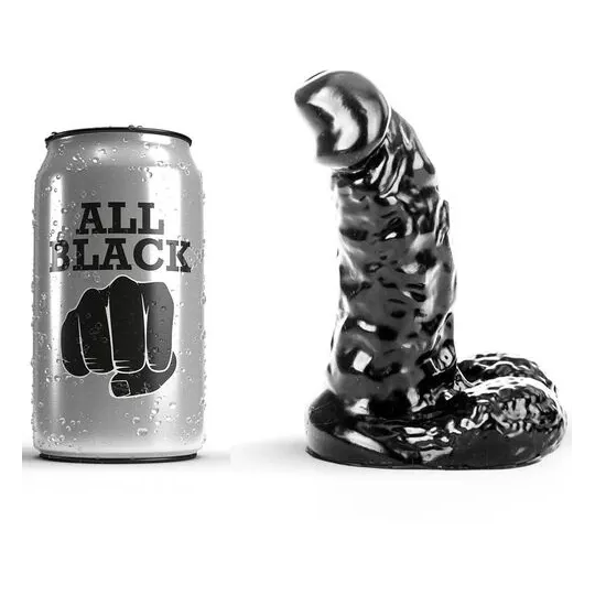 Dildo principiante nervato 13 cm nero ALL BLACK vista generale