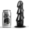All Black 17 cm black dildo with triple bumps, front view for intense stimulation