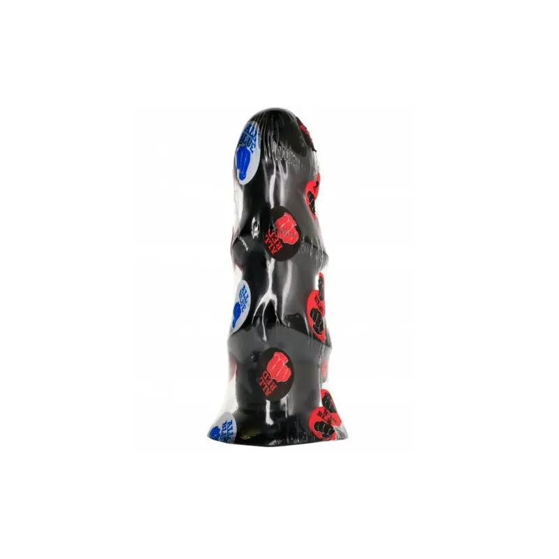 Gode noir All Black 17 cm avec triple bosse, vue de face pour stimulation intense