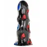 Gode noir All Black 17 cm avec triple bosse, vue de face pour stimulation intense