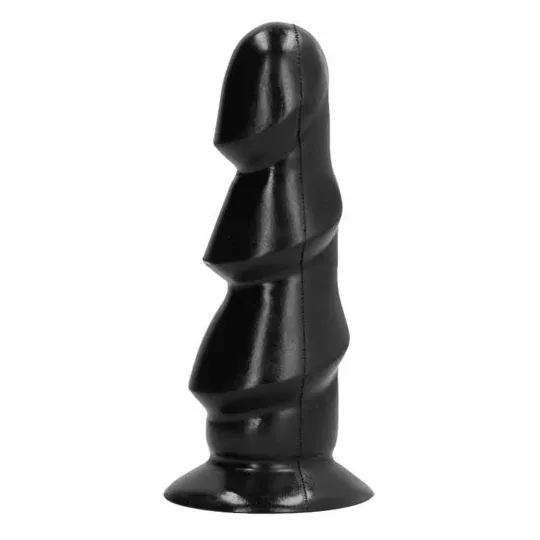 Gode noir All Black 17 cm avec triple bosse, vue de face pour stimulation intense