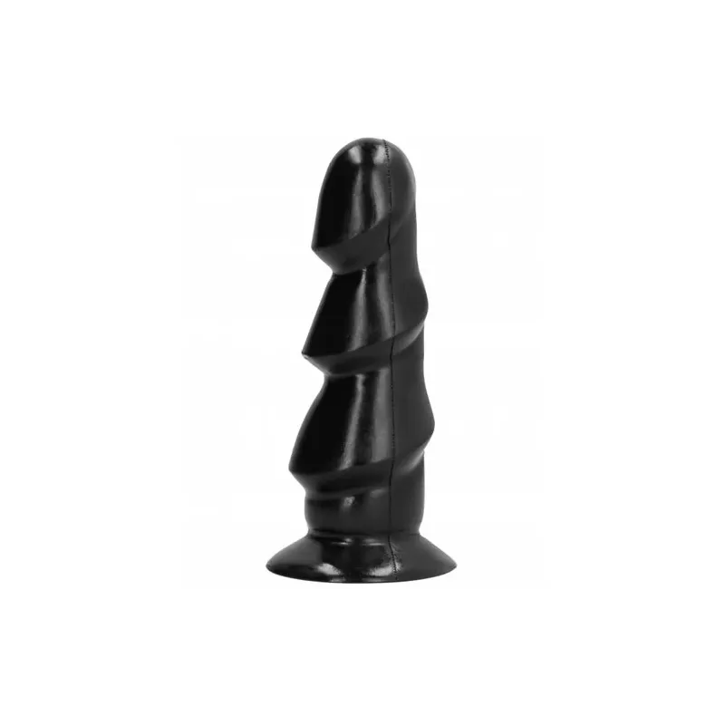 All Black 17 cm black dildo with triple bumps, front view for intense stimulation