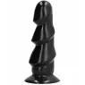 Gode noir All Black 17 cm avec triple bosse, vue de face pour stimulation intense