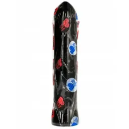 Gode réaliste All Black 22 cm, jouet sexuel noir flexible à dessus rond, pour insertion anale et vaginale