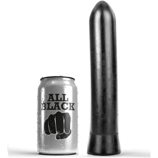 Dildo realistico All Black 22 cm, giocattolo sessuale nero flessibile a punta arrotondata, per uso anale e vaginale