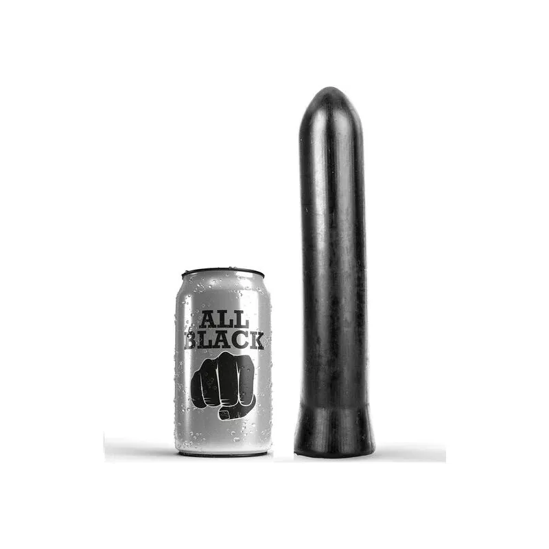 Dildo realistico All Black 22 cm, giocattolo sessuale nero flessibile a punta arrotondata, per uso anale e vaginale