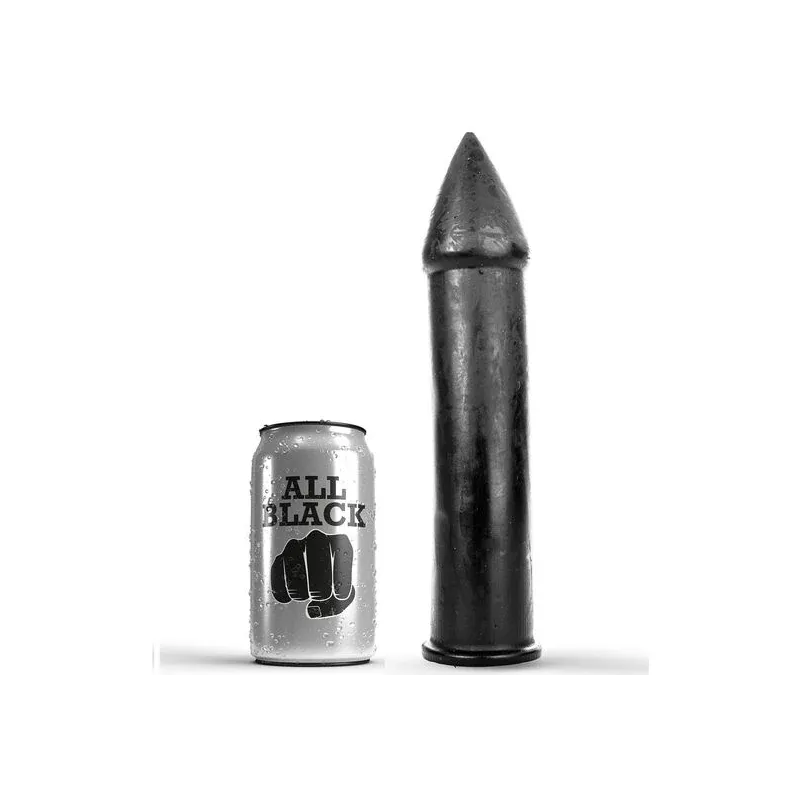 Dildo a punta nero ALL BLACK 24 cm PVC vista d'insieme giocattolo sessuale
