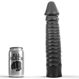 Gode XL nervuré noir 26 cm ALL BLACK - jouet sexuel en PVC