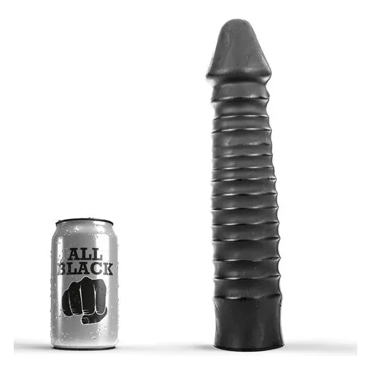 Gode XL nervuré noir 26 cm ALL BLACK - jouet sexuel en PVC