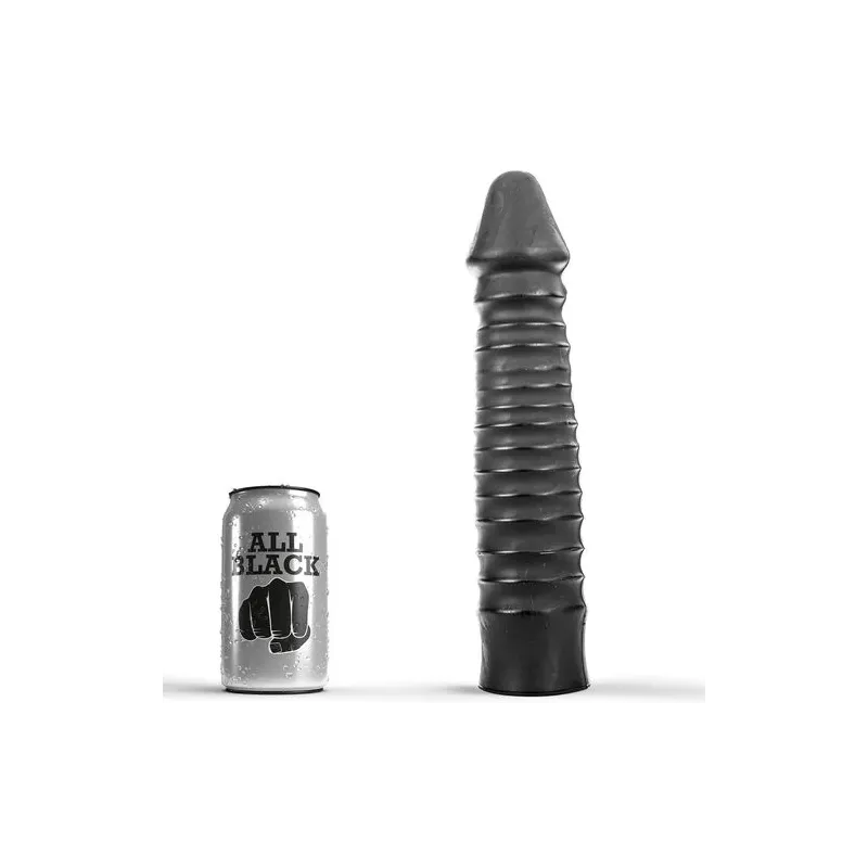 Consolador XL acanalado negro 26 cm ALL BLACK - juguete sexual de PVC