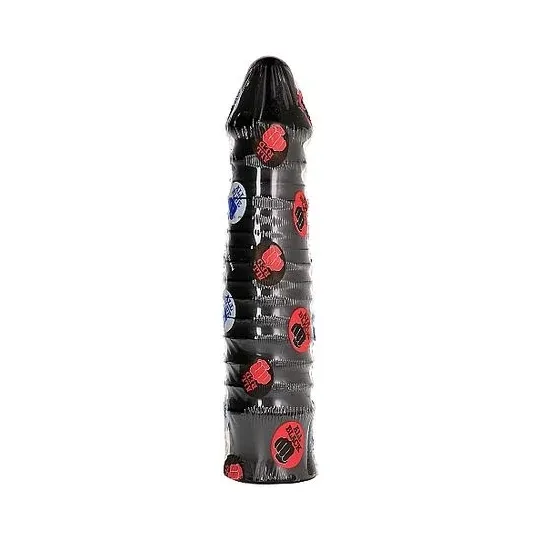 Riesiger gerillter Dildo schwarz 26 cm ALL BLACK - PVC Sexspielzeug