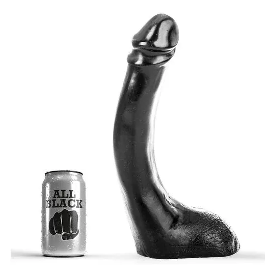 Soft fisting dildo 29cm – All Black, realistic black sex toy with balls