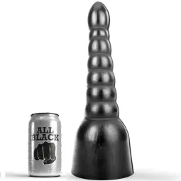 Großer gerillter Dildo 34 cm schwarz ALL BLACK – PVC Sexspielzeug mit Struktur