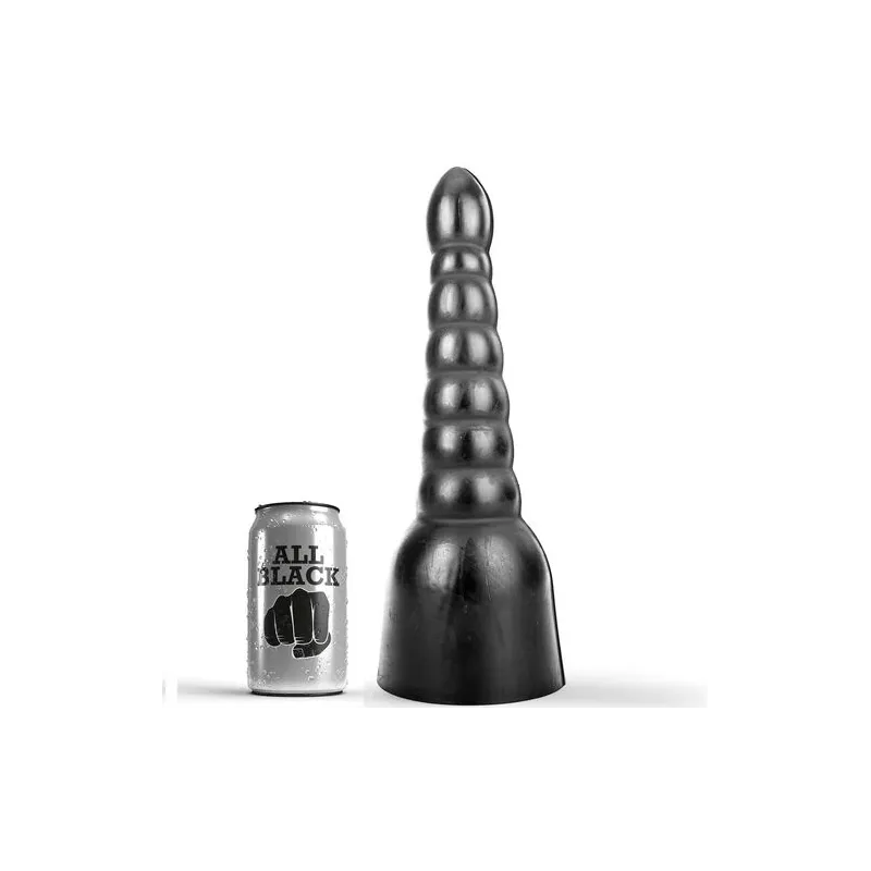Großer gerillter Dildo 34 cm schwarz ALL BLACK – PVC Sexspielzeug mit Struktur
