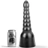 Gros gode rainuré noir 34 cm ALL BLACK en PVC – sextoy texturé pour stimulation
