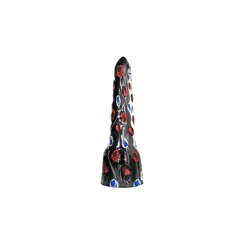 Gran consolador acanalado negro 34 cm ALL BLACK – juguete sexual de PVC texturizado