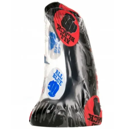 Small black dildo ALL BLACK 9 cm, slim and smooth, front view – silicone sex toy