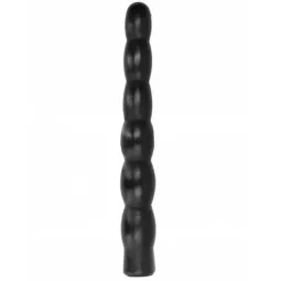 Flexible anal dildo with ridges 32 cm ALL BLACK, black sextoy for anal or vaginal pleasure
