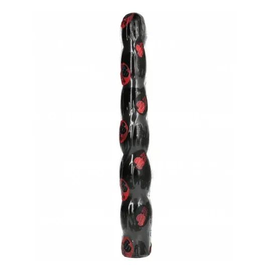Dildo anale flessibile ondulato 32 cm ALL BLACK, giocattolo sessuale nero per piacere anale o vaginale