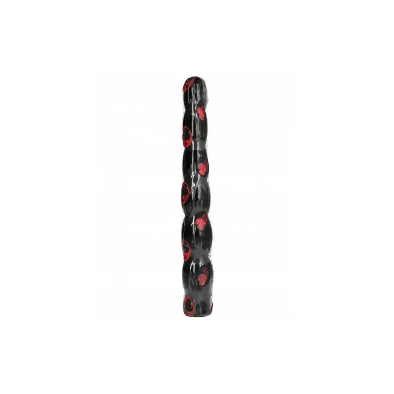 Dildo anale flessibile ondulato 32 cm ALL BLACK, giocattolo sessuale nero per piacere anale o vaginale